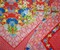 Orange-Blue-Multi Poly Floral Border Printed Chiffon Woven Fabric By the Yard